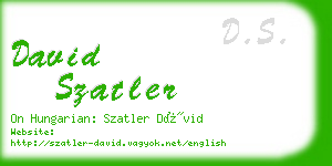 david szatler business card